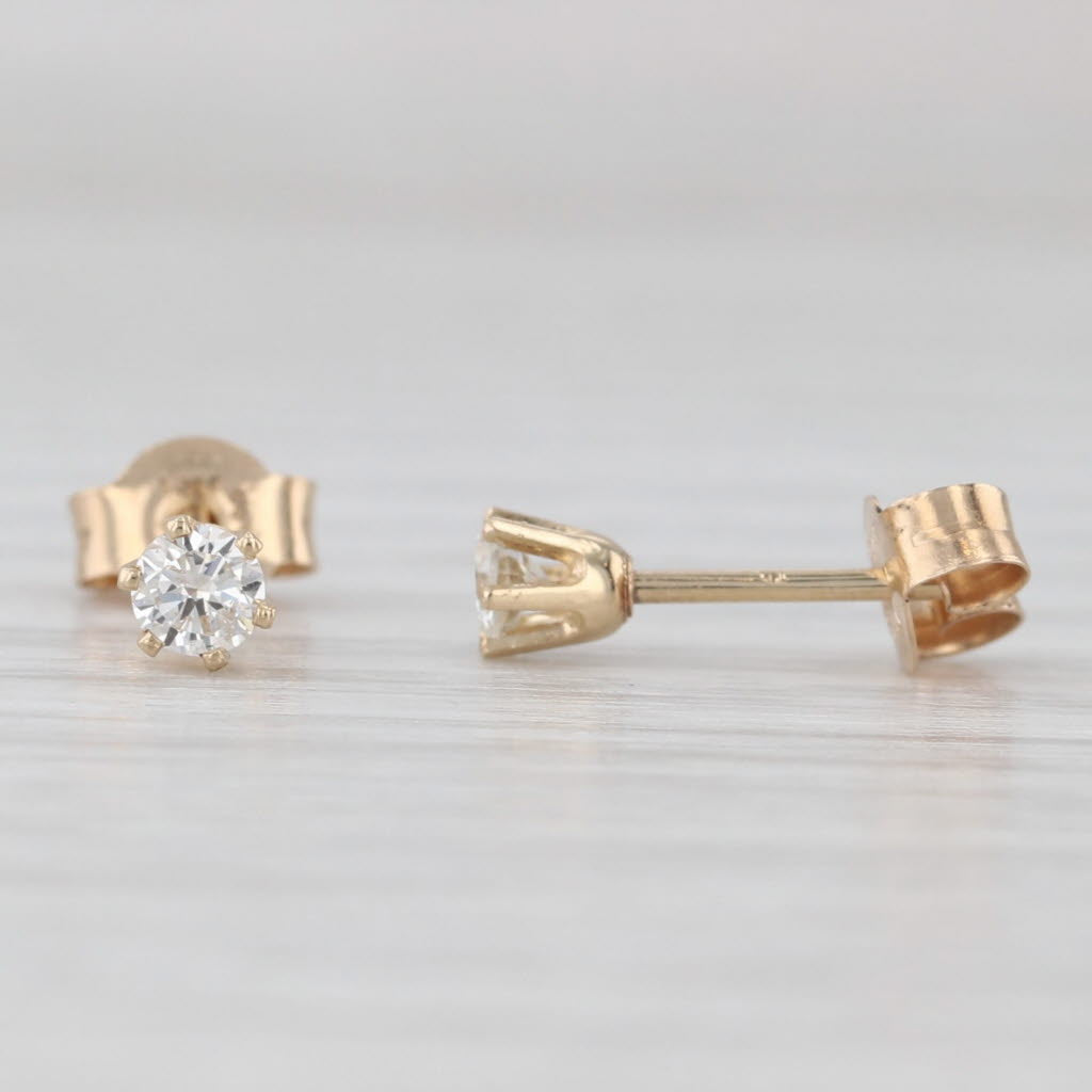 Light Gray 0.19ctw Diamond Round Solitaire Stud Earrings 14k Yellow Gold