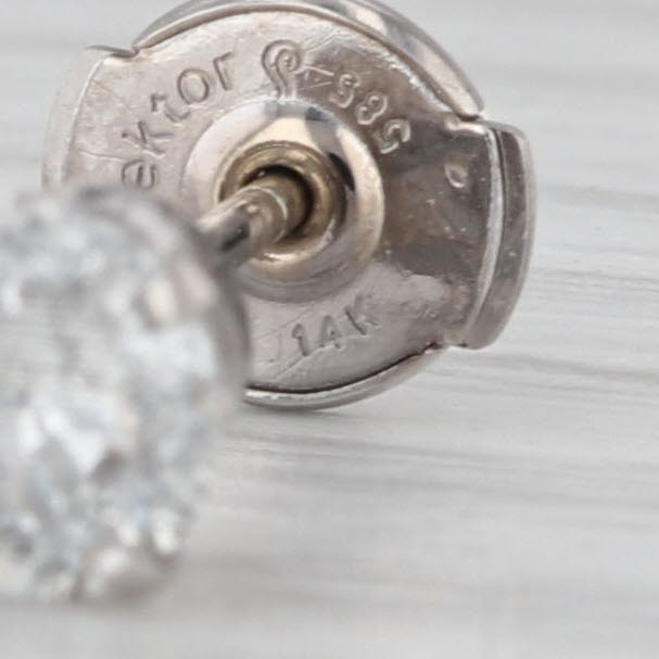 Single 0.60ct Round Solitaire Stud Earring 14k White Gold Lock Back