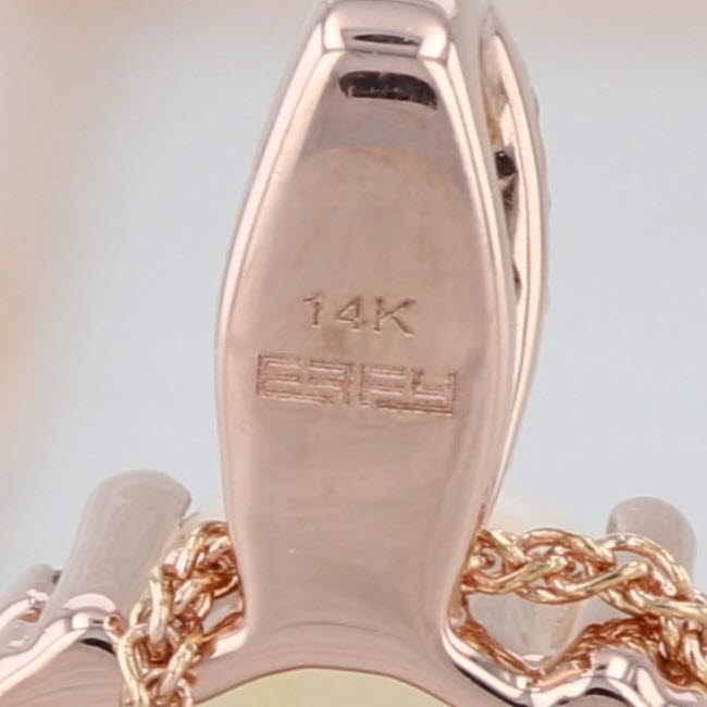 Effy Opal Diamond Pendant Necklace 14k Rose Gold 19" Adjustable Wheat Chain