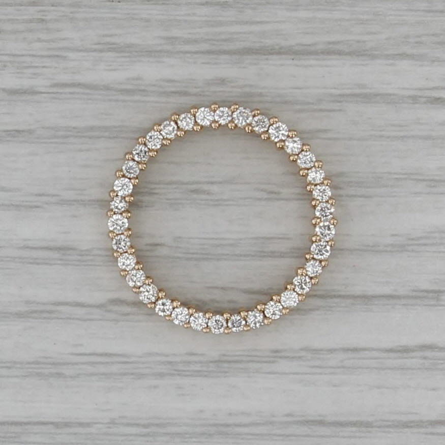 0.97ctw Diamond Eternity Circle Pendant 14k Yellow Gold Floating Drop