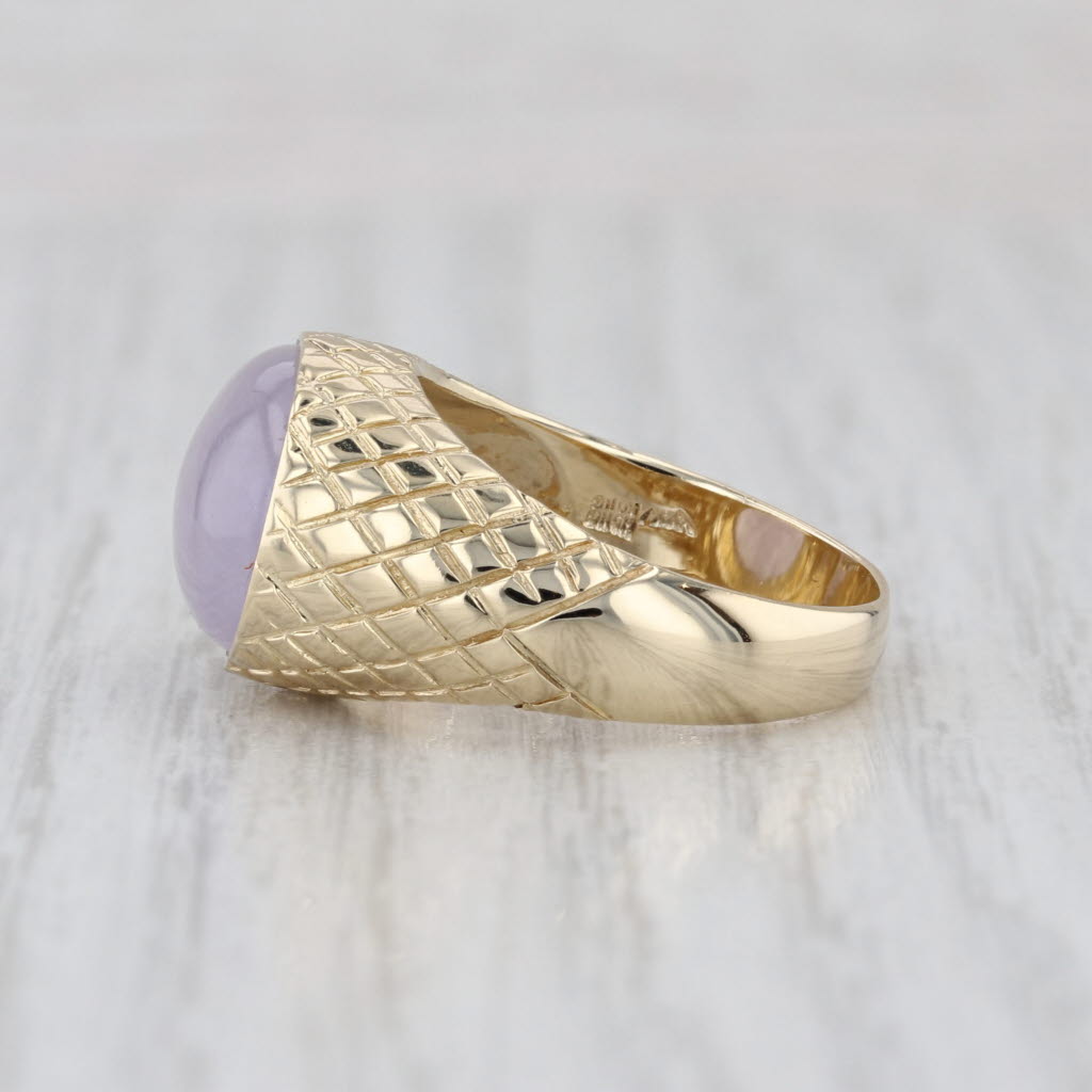 Lavender Jadeite Jade Cabochon Ring 14k Yellow Gold Size 7-7.25