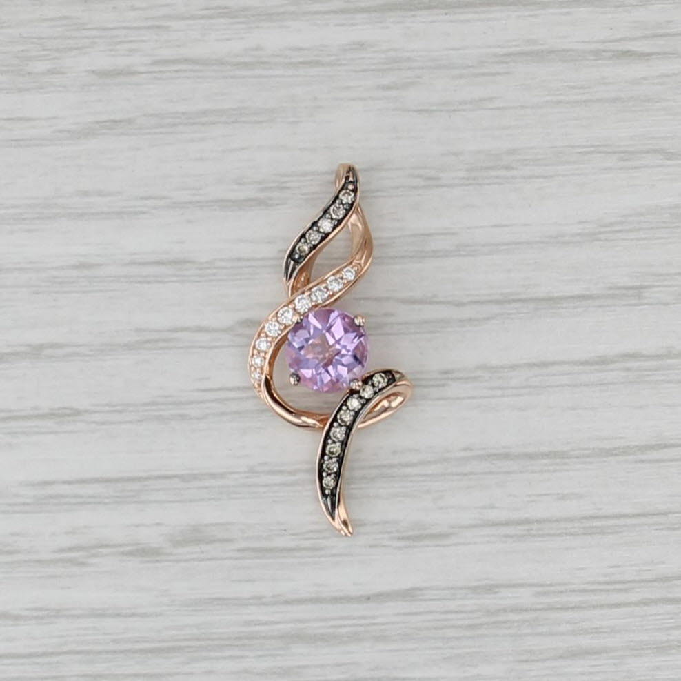 Le Vian 1.35ctw Lilac Amethyst Diamond Swirl Pendant 14k Rose Gold Drop