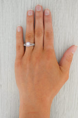 Gray GIA 1.13ctw Diamond Pink Sapphire Halo Engagement Ring Wedding Band Set Platinum