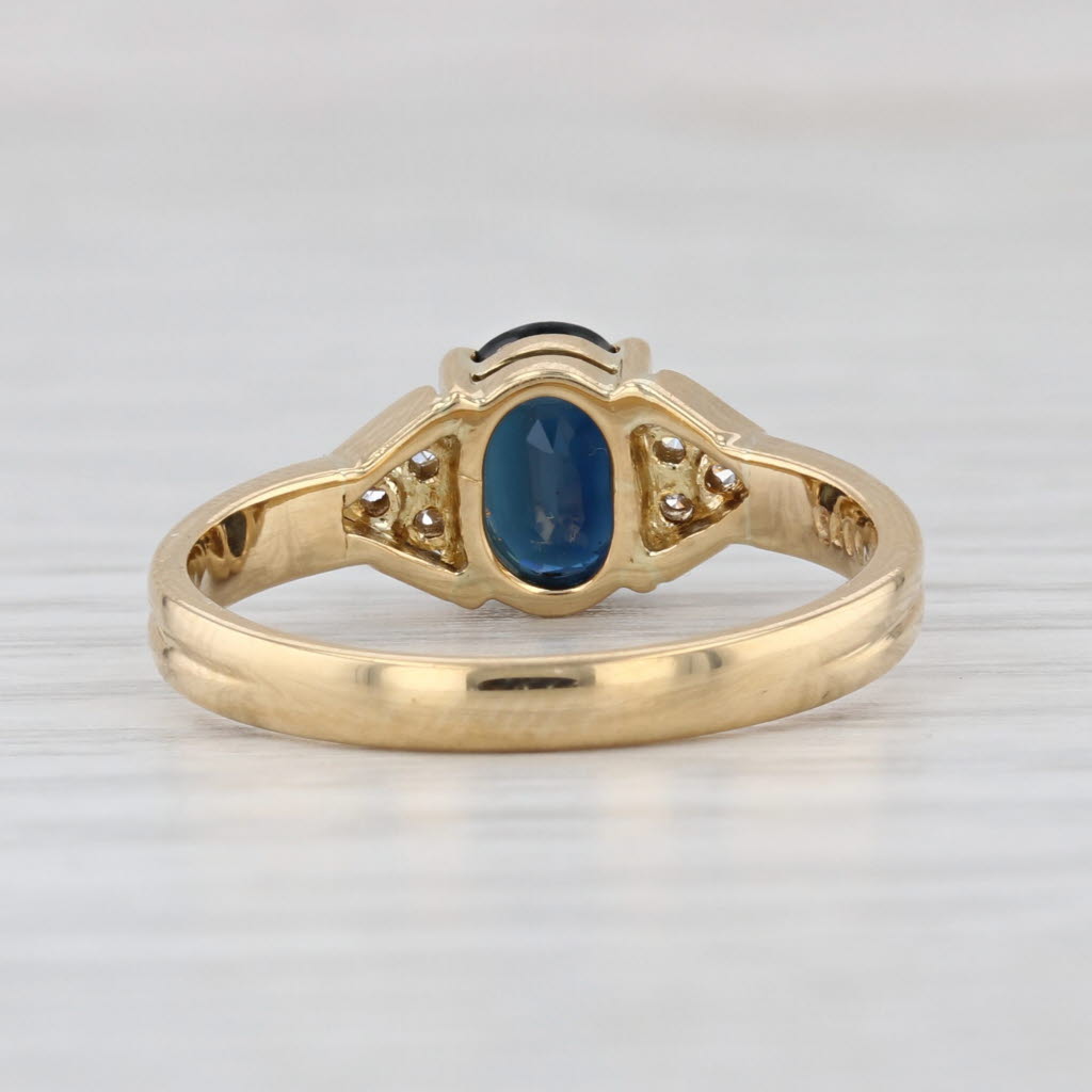 1.22ctw Blue Sapphire Diamond Ring 18k Yellow Gold Size 6.75