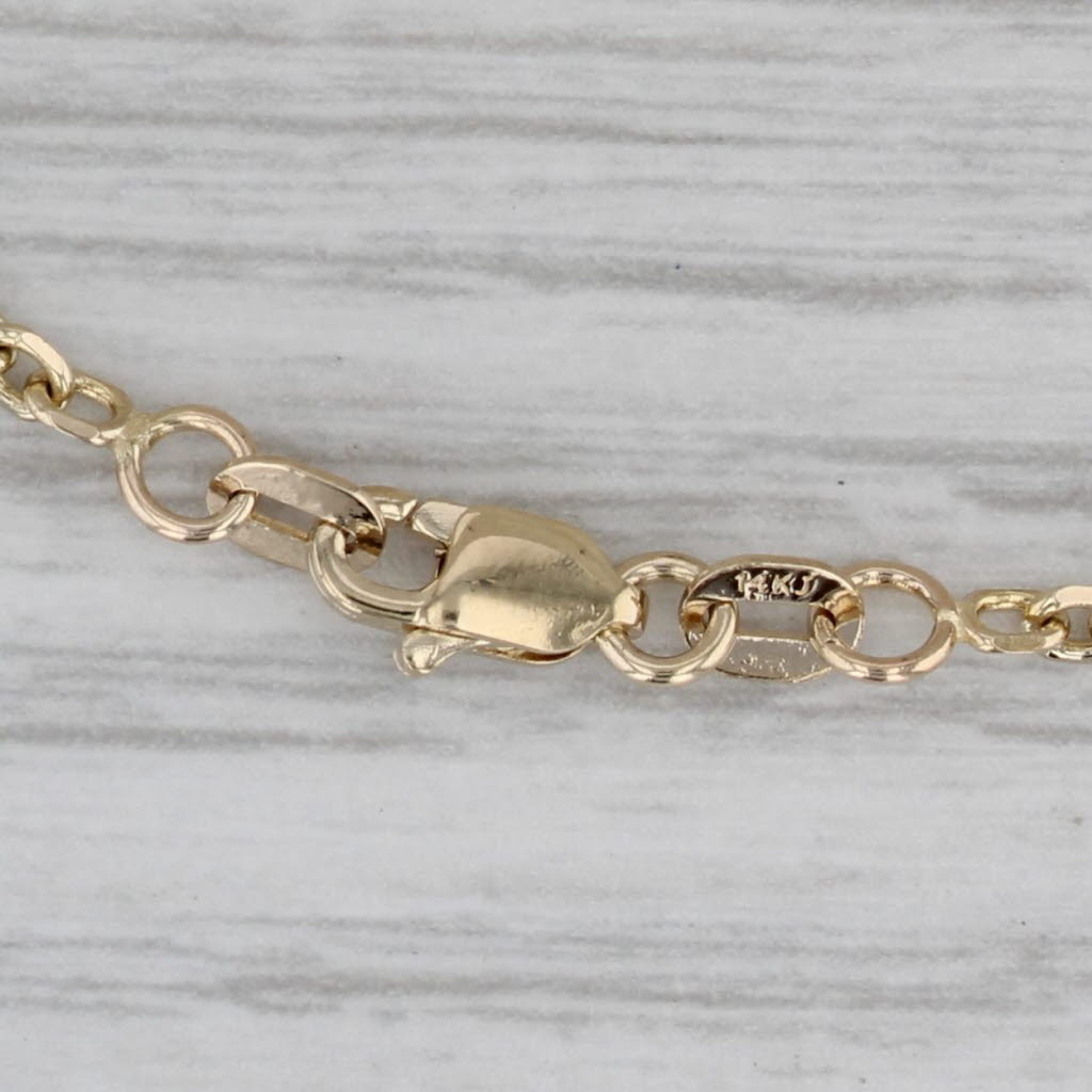 Gray Cable Chain Ankle Bracelet 14k Yellow Gold 8" 9.25" Anklet