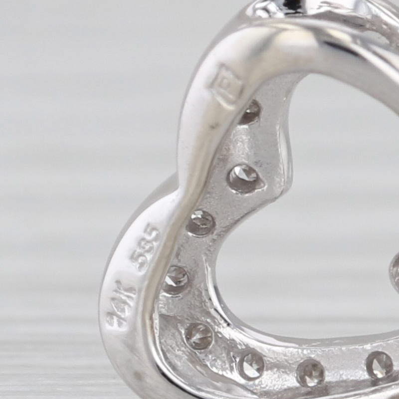 2-Toned Hearts Dangle Pendant Diamond 14k Yellow White Gold