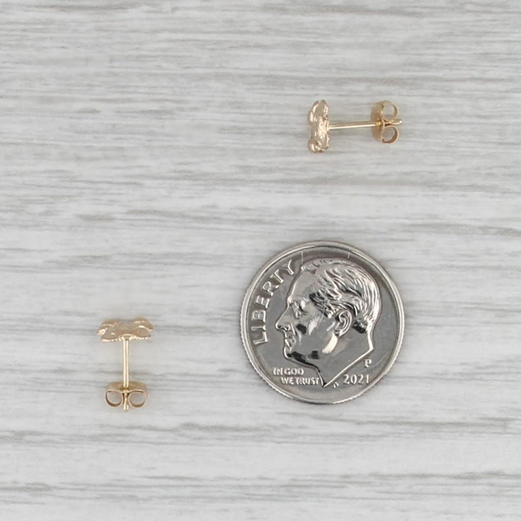 Tiny Teddybear Stud Earrings 14k Yellow Gold Cute Little Studs