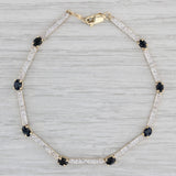 Gray 2ctw Blue Sapphire Bracelet 10k Yellow Gold Diamond Accents 7.25"