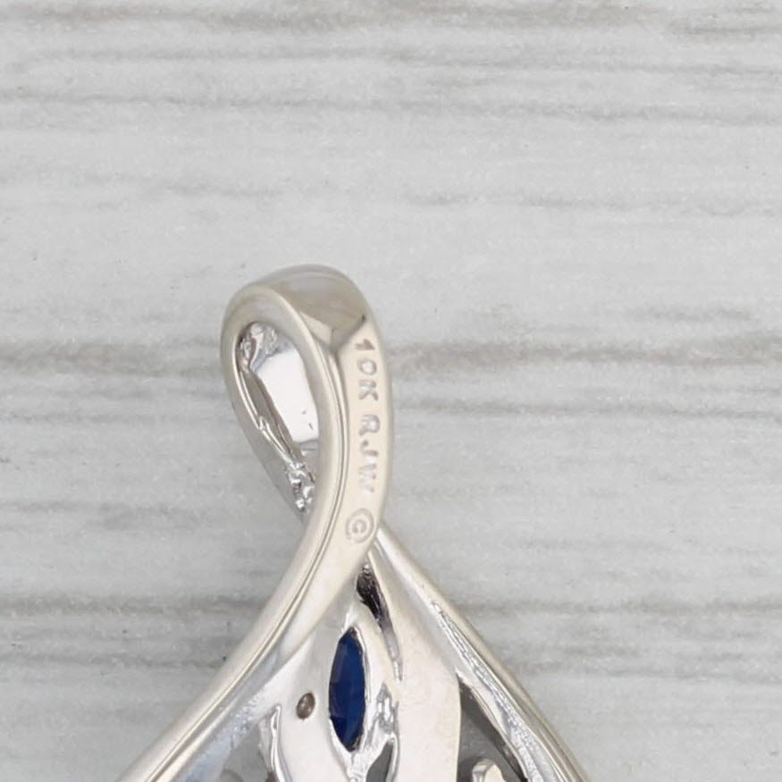 Gray 0.78ctw Lab Created Sapphire Diamond Pendant 10k White Gold