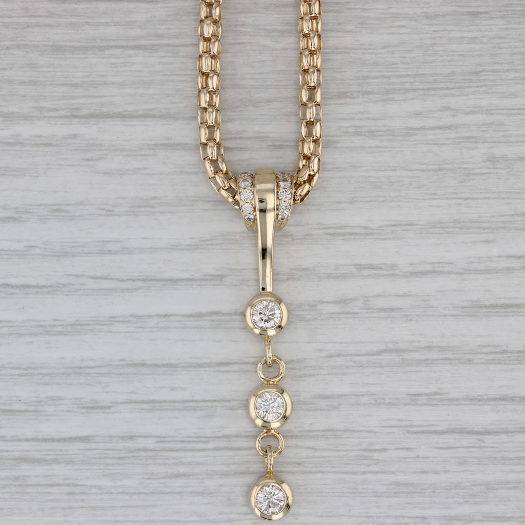 Gray 1.34ctw Diamond Journey Pendant Necklace 14k Yellow Gold Box Chain 18" Statement