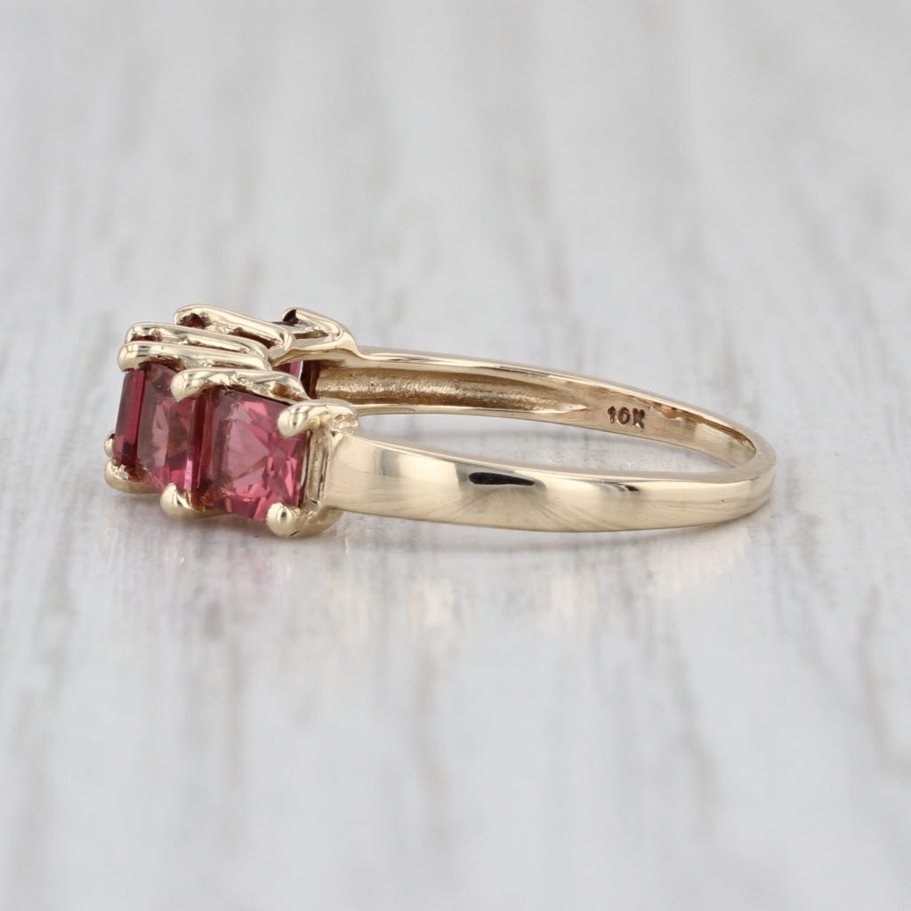 1.58ctw Pink Tourmaline 5-Stone Ring 10k Yellow Gold Size 6 Stackable