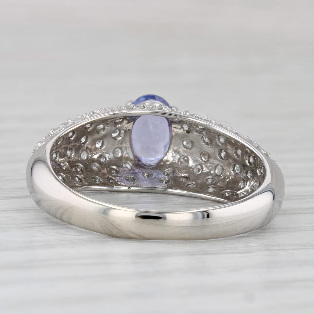 Gray 1.15ctw Tanzanite Pave Diamond Ring 14k White Gold Size 9.5