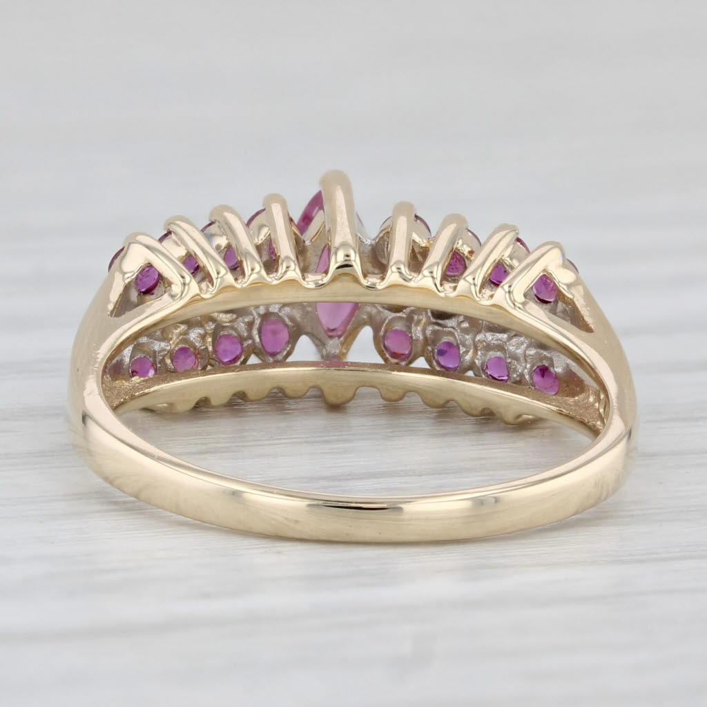 Light Gray 0.64ctw Marquise Ruby Diamond Ring 14k Yellow Gold Size 6.5 Tiered Band