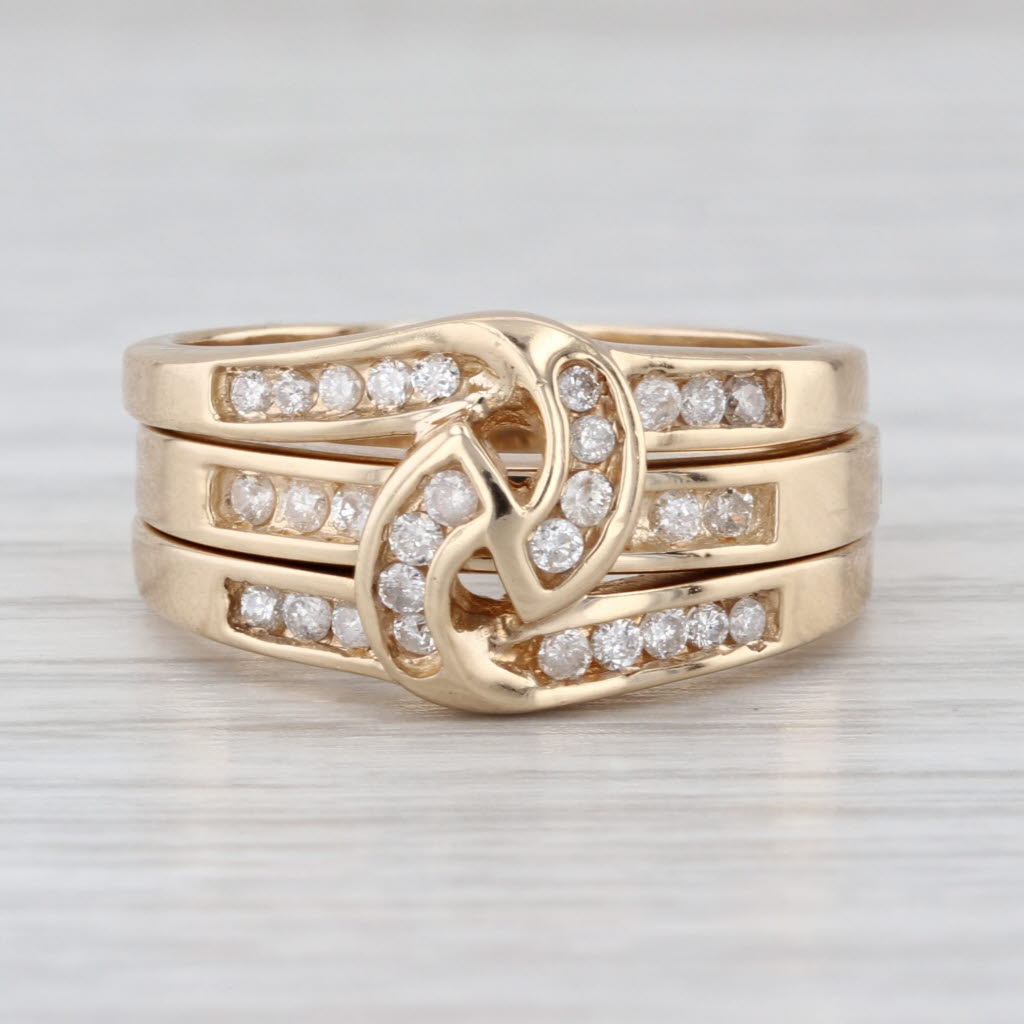 Interchangeable Ring Jacket Bands 10k Gold Diamond Emerald Sapphire Ruby Stack