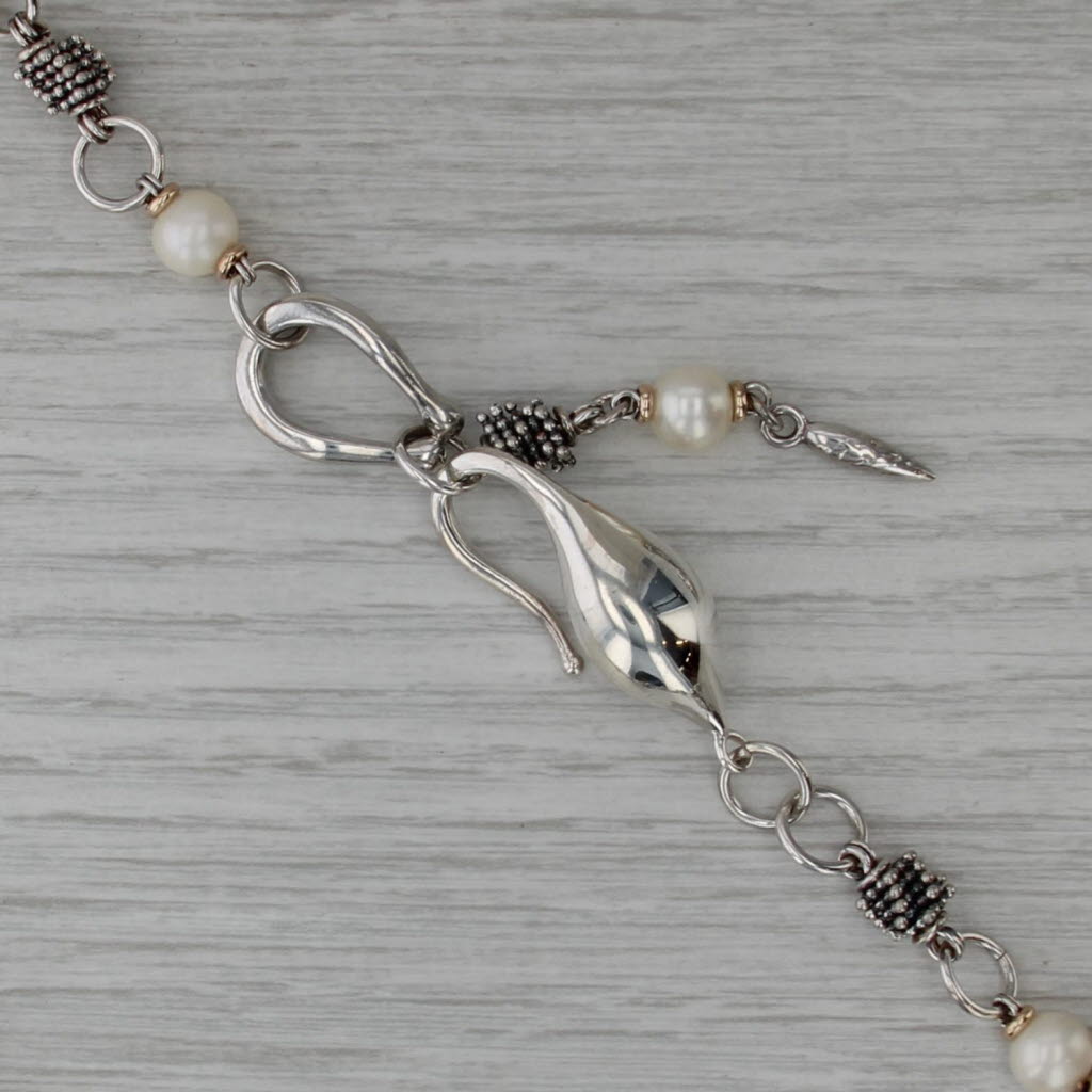 Michael Dawkins Cultured Pearl Necklace Sterling Silver 14k Gold 17.25"