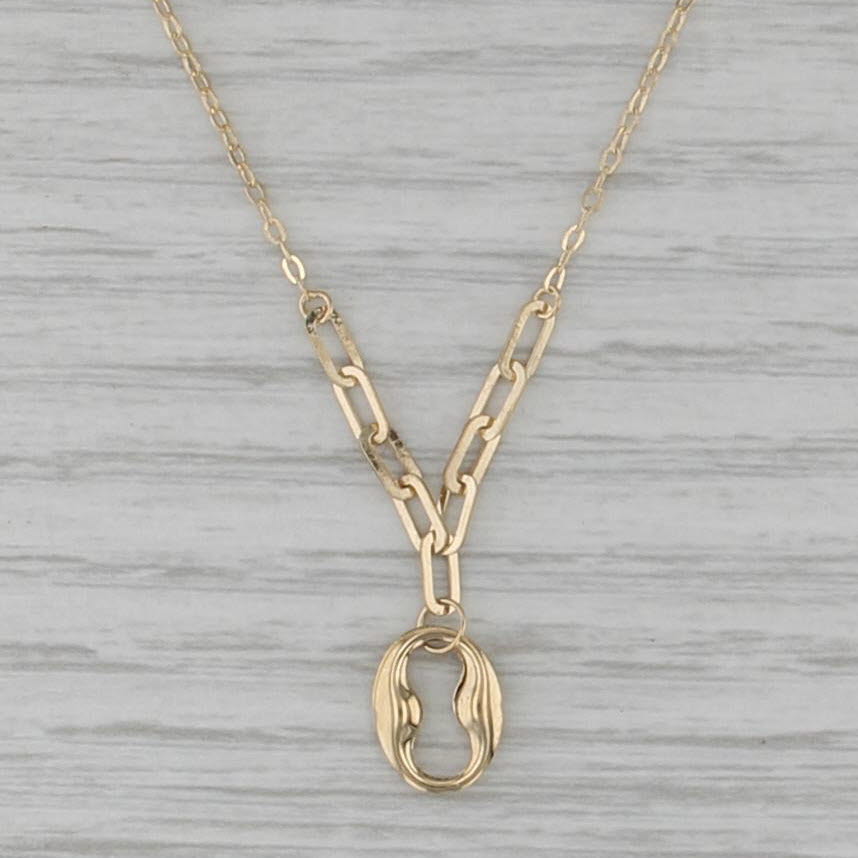 Cable Chain Necklace Mariner Chain Link Pendant 18k Yellow Gold 16.25"