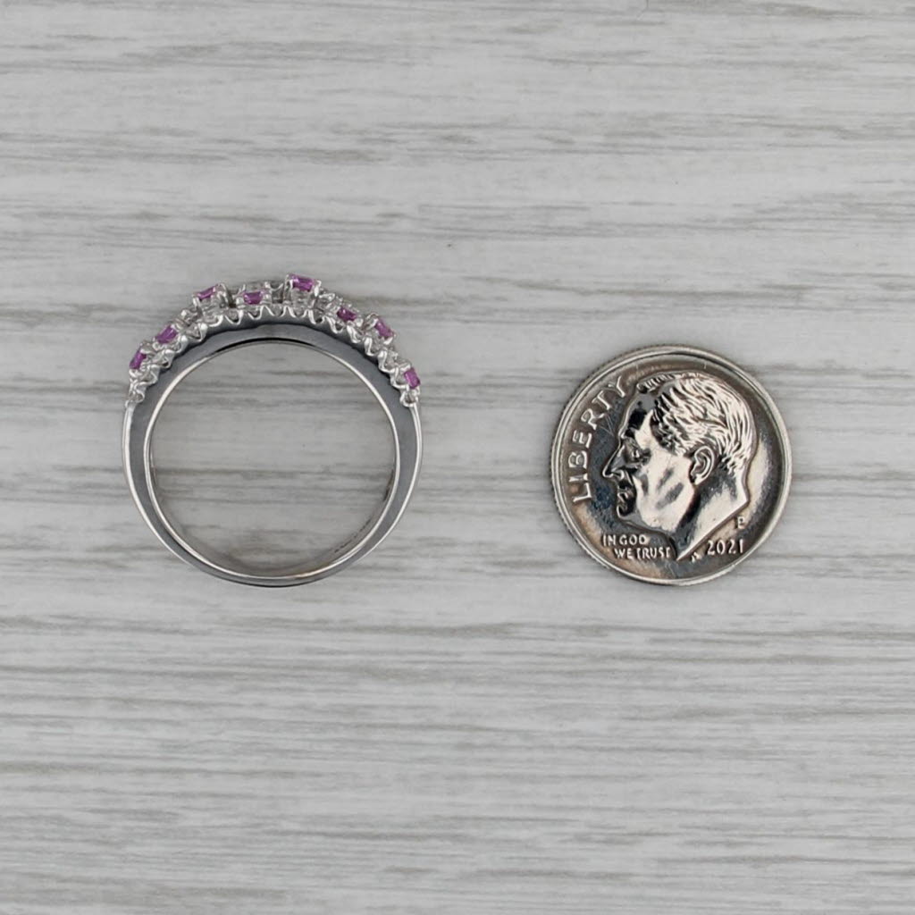 0.93ctw Pink Sapphire Diamond Ring 14k White Gold Size 7.25 Cocktail
