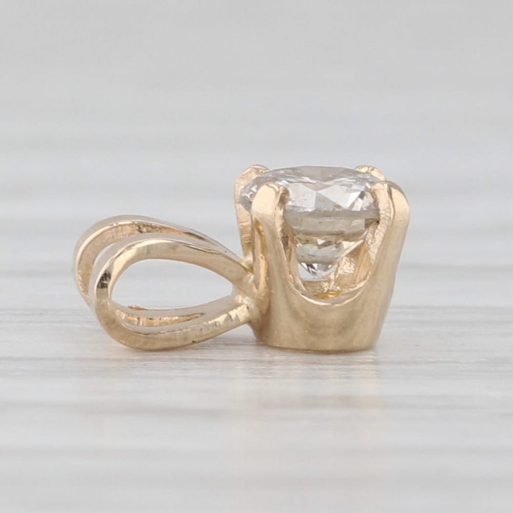 New Small 0.25ct Diamond Solitaire Pendant 14k Yellow Gold Round Brilliant Cut