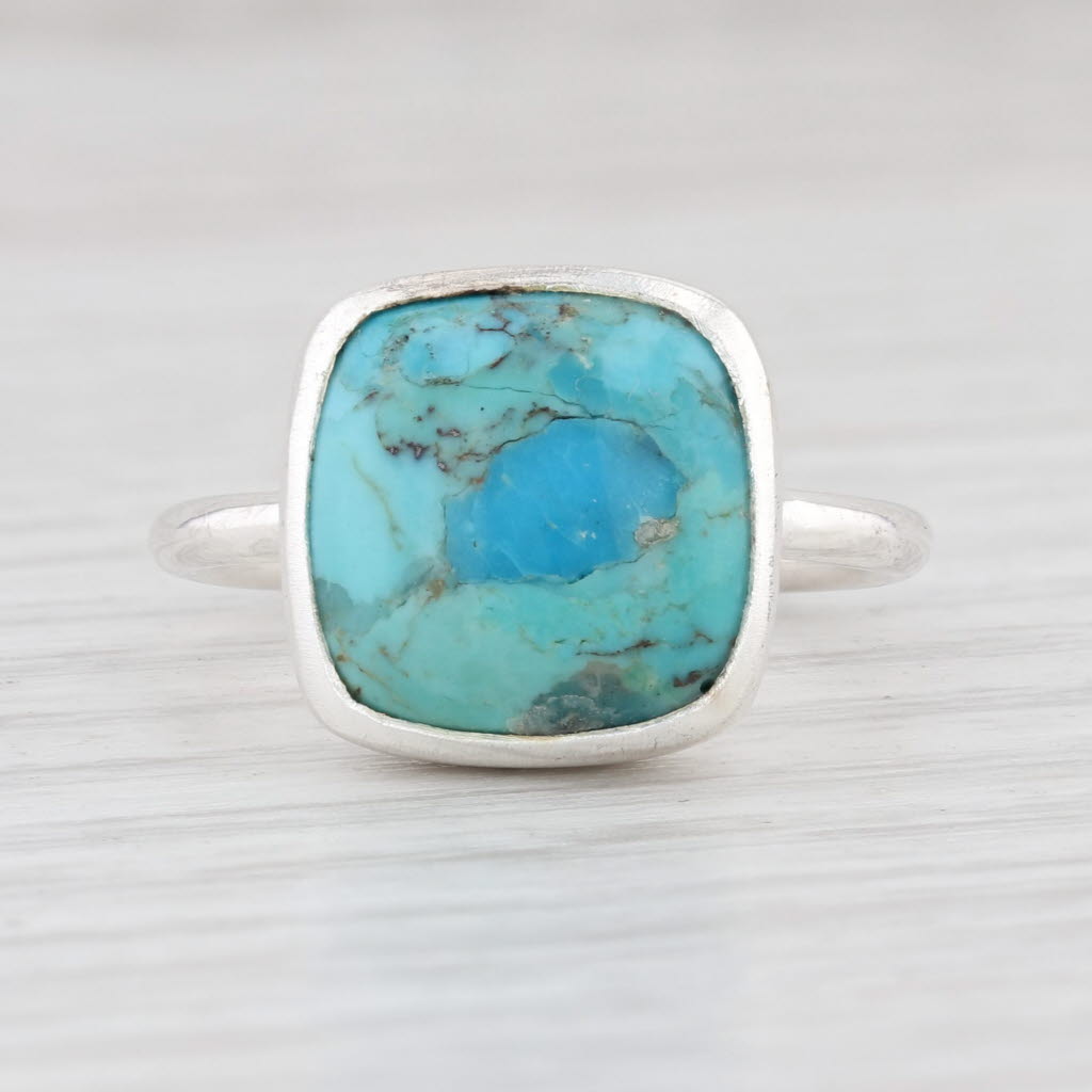 New Nina Wynn Marbled Blue Green Turquoise Ring Sterling Silver Size 7