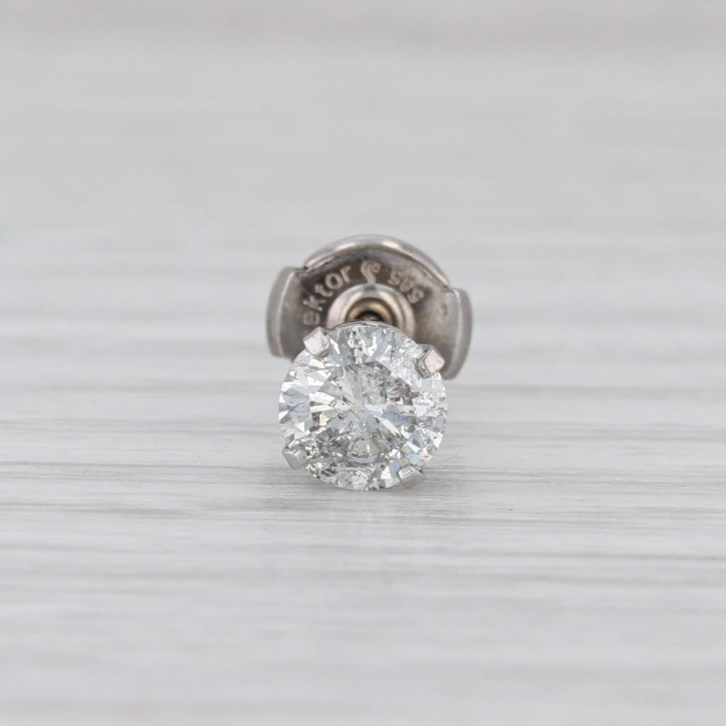 Single 0.60ct Round Solitaire Stud Earring 14k White Gold Lock Back