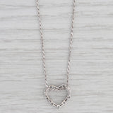 0.60ctw Diamond Open Heart Pendant Necklace 14k White Gold 18" Rope Chain