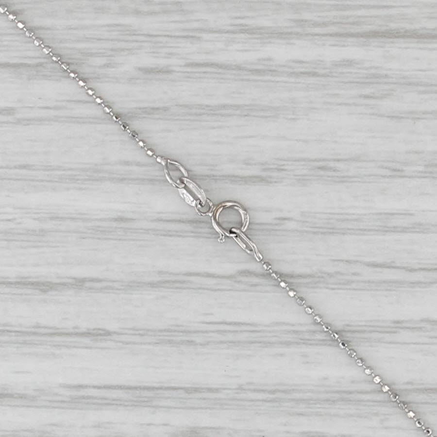 Diamond Solitaire Cross Pendant Bead Necklace 14k White Gold 15.75"