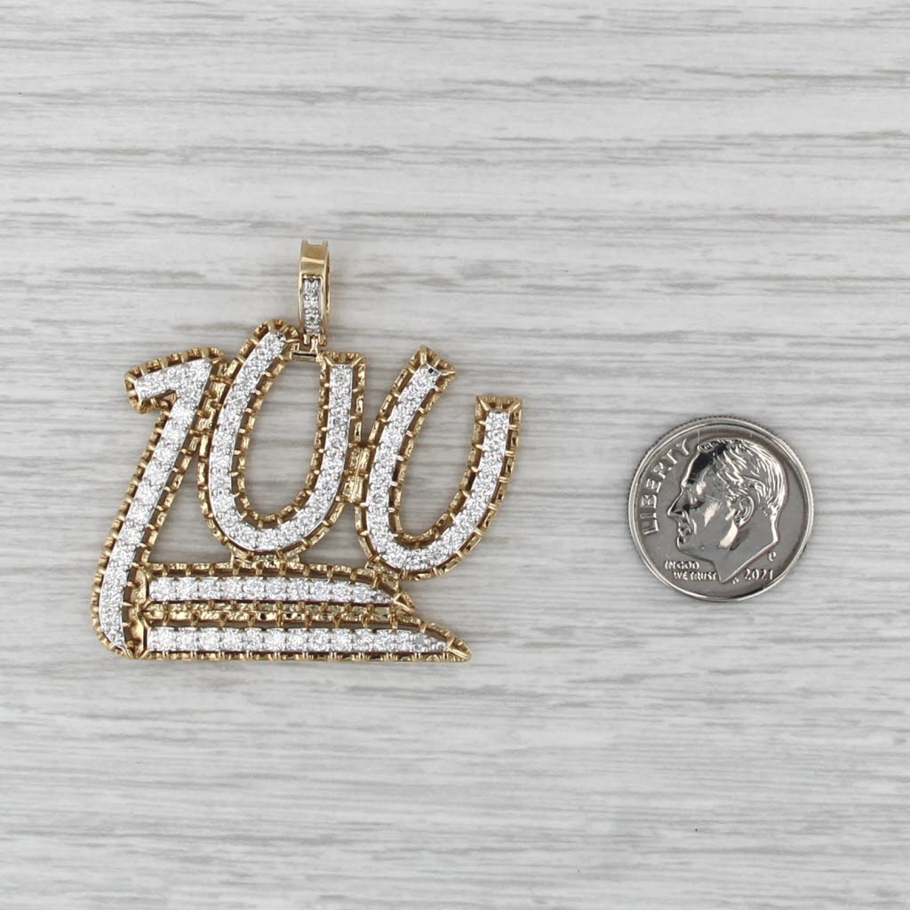 2.25ctw Diamond 100 Emoji Statement Pendant 10k Yellow Gold