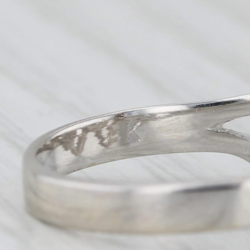 Gray Shimmering Rayed Hearts Ring 14k White Gold Size 6.25 Stackable