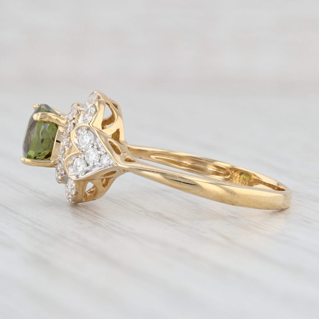 Light Gray New 2.04ctw Green Sphene Diamond Halo Ring 14k Yellow Gold Size 7 Engagement