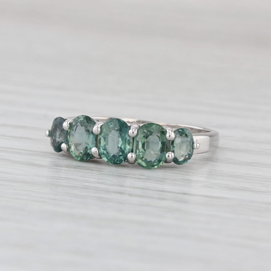 1.87ctw Green Color Change Sapphire Ring 10k White Gold Size 5.5 Stackable COA