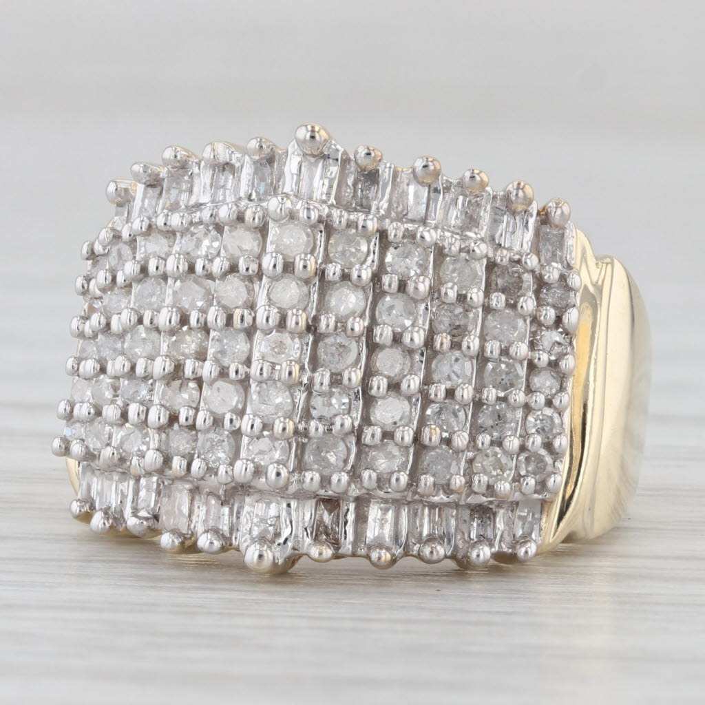 Light Gray 0.80ctw Diamond Cluster Ring 10k Yellow Gold Size 7 Cocktail