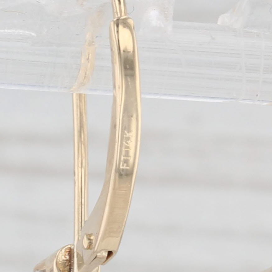 Light Gray 0.20ctw Diamond Drop Earrings 14k Yellow Gold Hook Posts Lever Backs