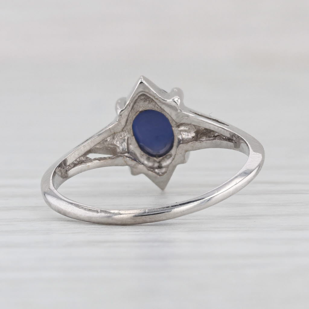 Vintage Lab Created Star Sapphire Solitaire Ring 14k White Gold Size 6