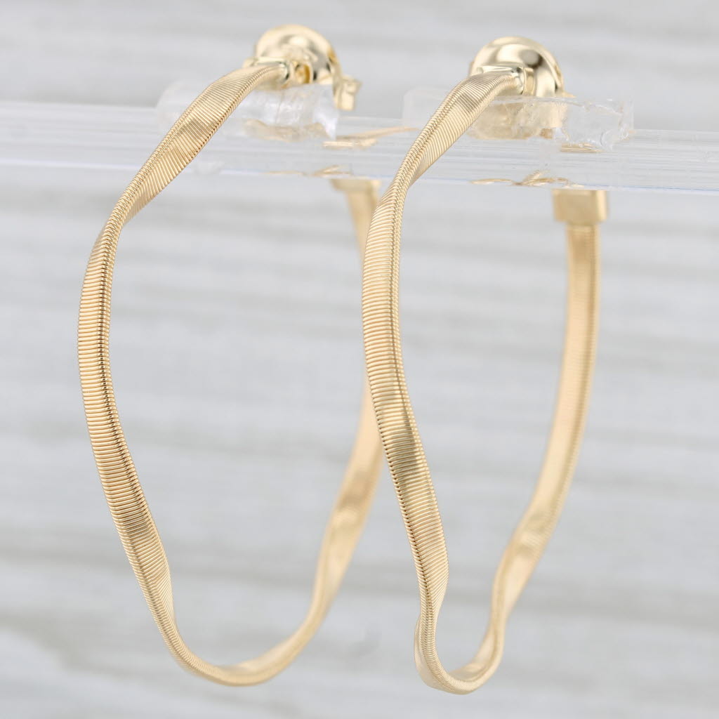 Light Gray Marco Bicego Marrakech Medium Hoop Earrings 18k Yellow Gold Round Hoops w/ Bag