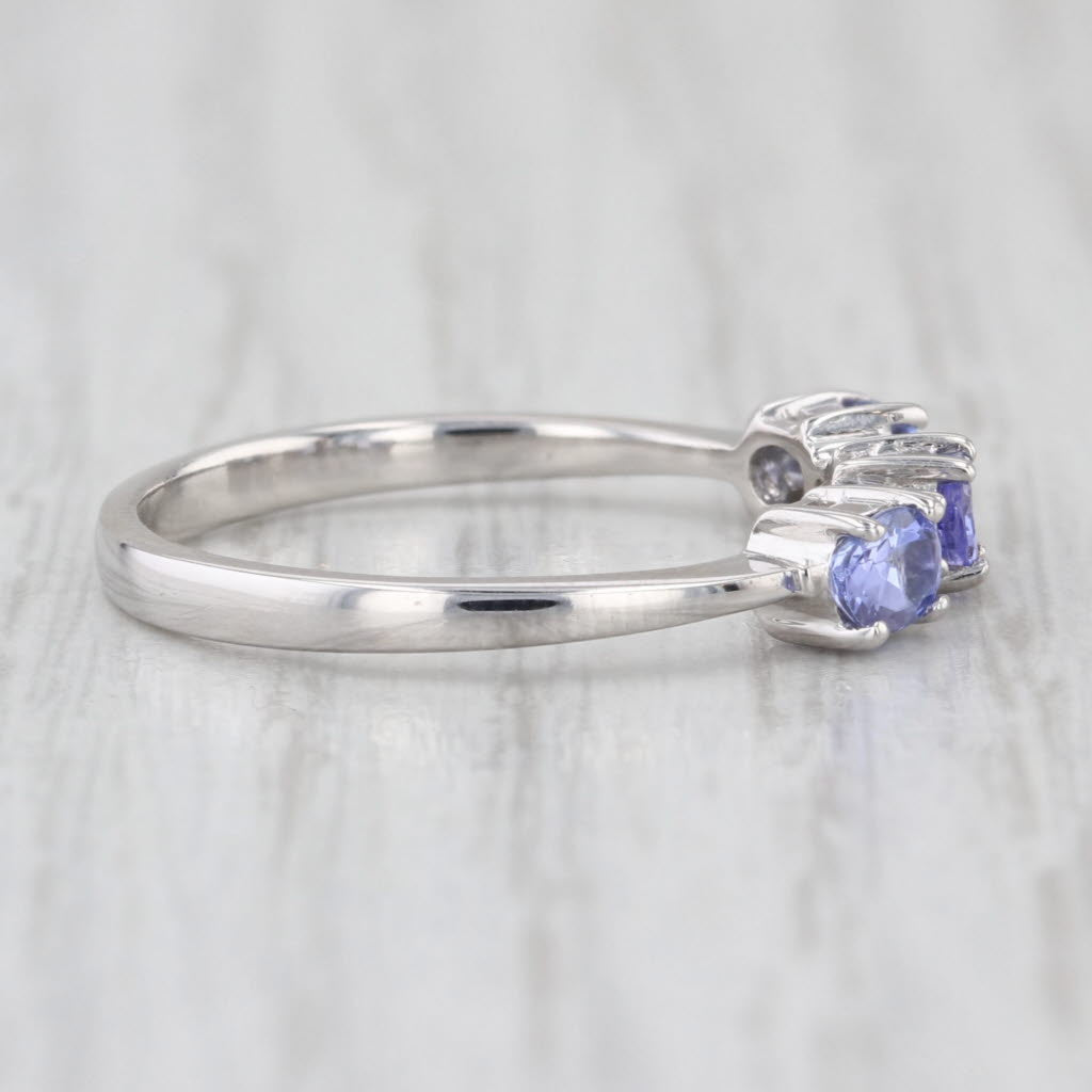 0.57ctw Tanzanite Diamond Ring 14k White Gold Size 7 Stackable 3-Stone