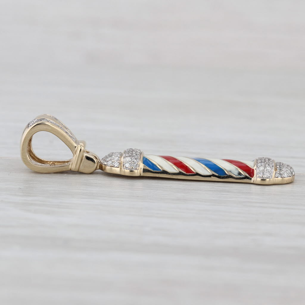 0.30ctw Diamond Barbershop Pendant 10k Yellow Gold Enamel