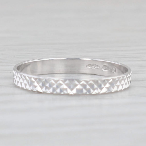 Light Gray Textured Stackable Ring 18k White Gold Size 8 Wedding Band