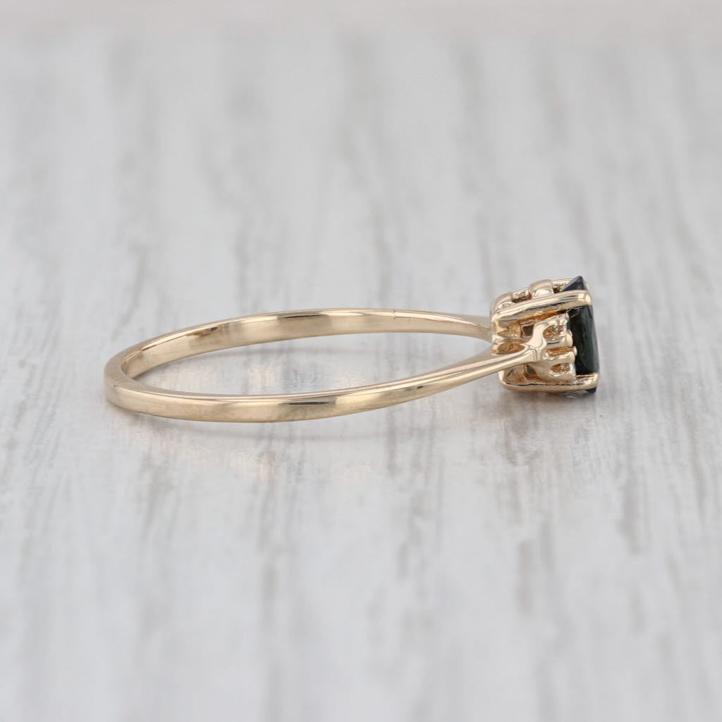 0.62ctw Oval Blue Sapphire Diamond Ring 14k Yellow Gold Size 8.75