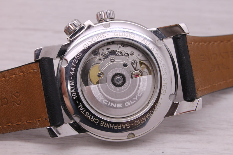 Glycine Airman GL0063 Double Twelve World Timer Mens 42mm Steel Automatic Watch