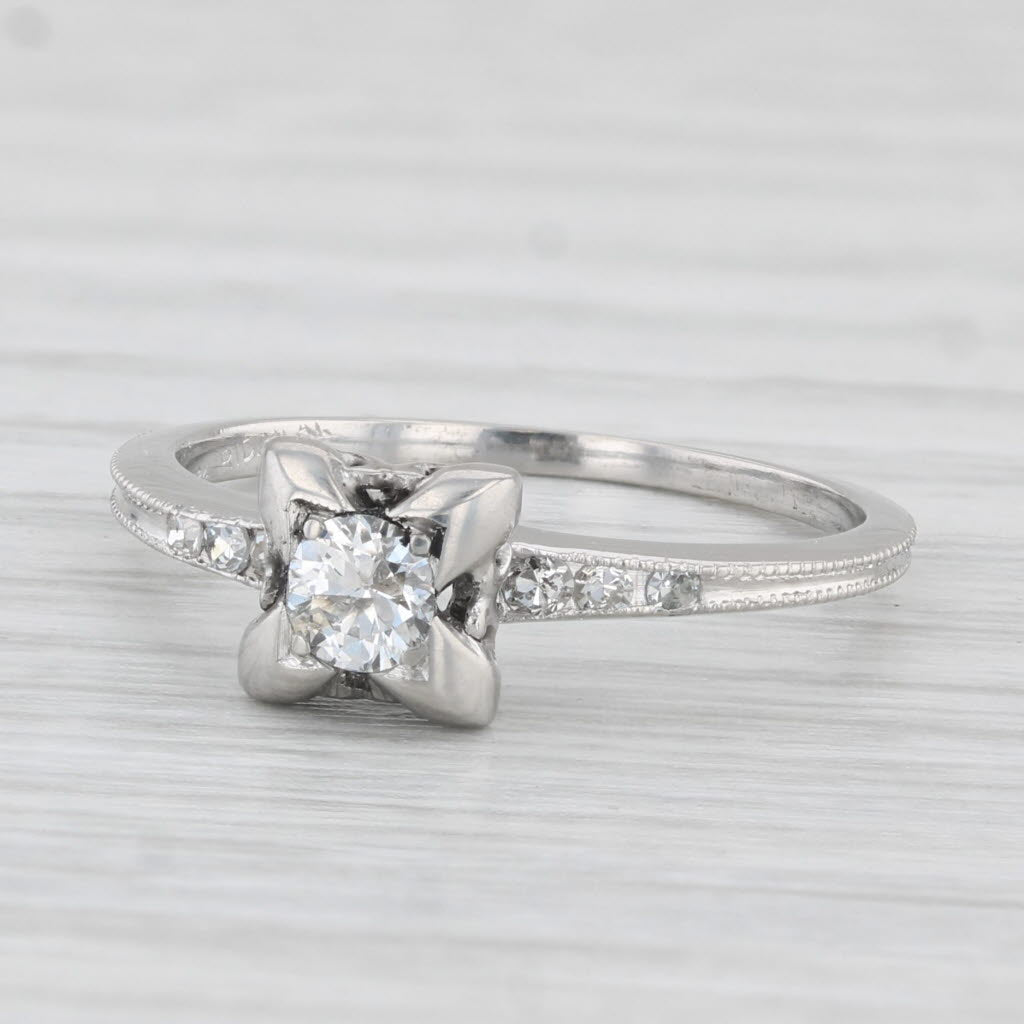 Light Gray Antique 0.22ctw Diamond Solitaire Engagement Ring Platinum Size 6