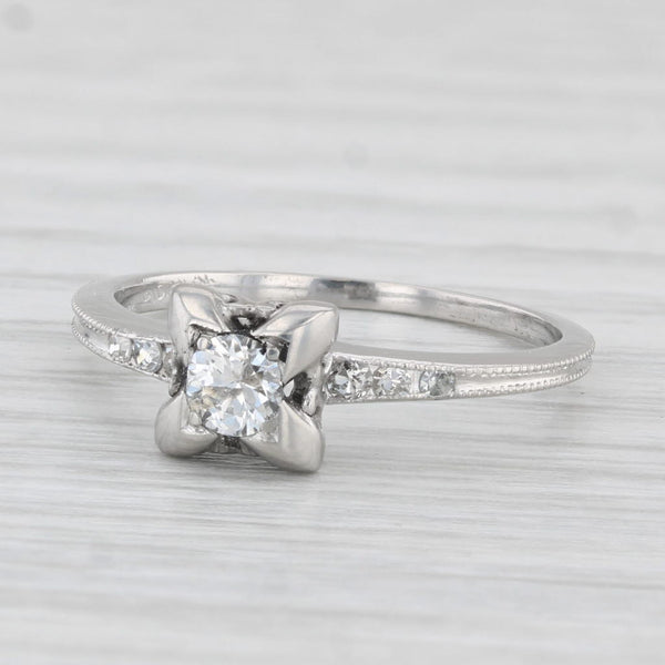 Antique 0.22ctw Diamond Solitaire Engagement Ring Platinum Size 6