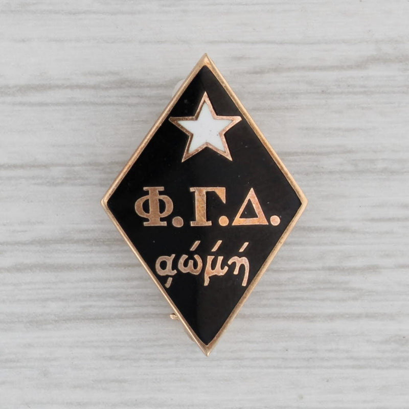 Gray Vintage Phi Gamma Delta Fraternity Pin 10k Gold Greek Star Badge