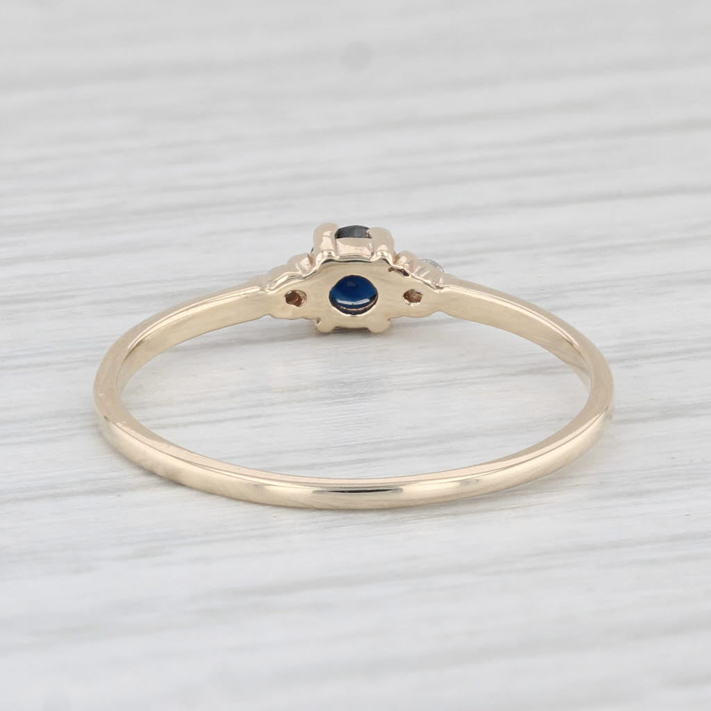 Light Gray 0.20ctw Blue Sapphire Diamond Ring 10k Yellow Gold Size 6.25 Small Stackable