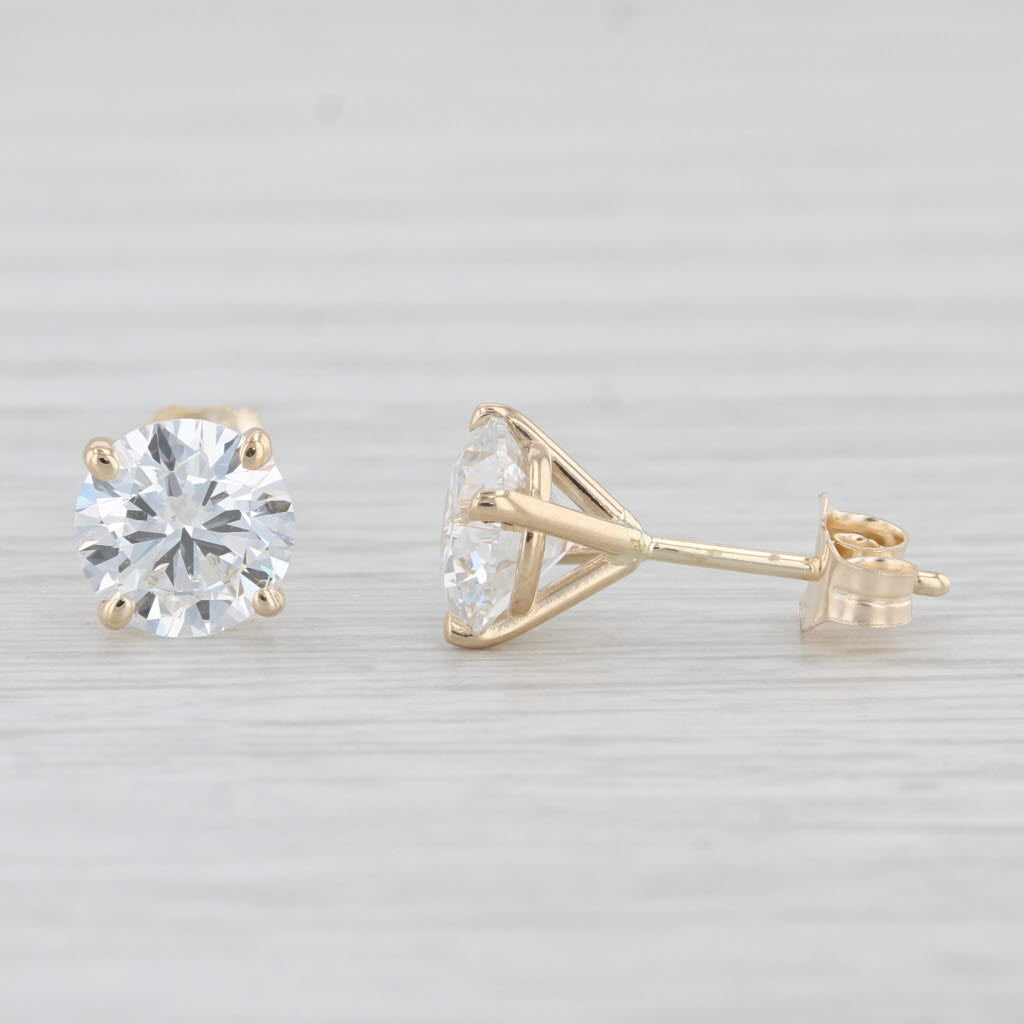 Light Gray New 2.05ctw Lab Created Diamond Stud Earrings 14k Yellow Gold Round Solitaires