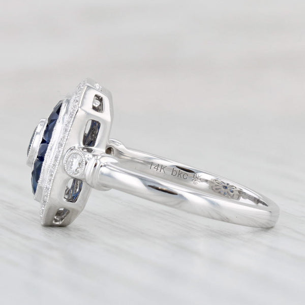 New Beverley K 1.01ctw Sapphire Diamond Halo Ring 14k Gold Engagement Size 7