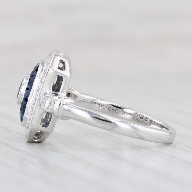 Light Gray New Beverley K 1.01ctw Sapphire Diamond Halo Ring 14k Gold Engagement Size 7