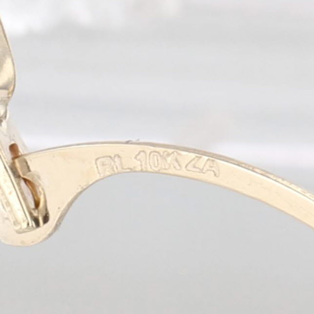 Floral Etched Hoop Earrings 10k Yellow Gold Snap Top Posts Round Hoops