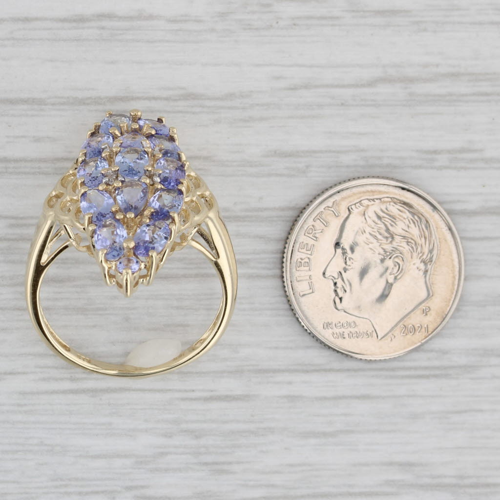 Gray 3.25ctw Tanzanite Cluster Ring 10k Yellow Gold Size 7 Cocktail