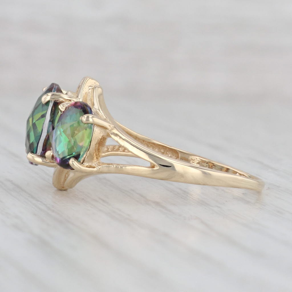 Light Gray 6.80ctw Mystic Topaz Ring 10k Yellow Gold Size 10.75 Oval 3-Stone