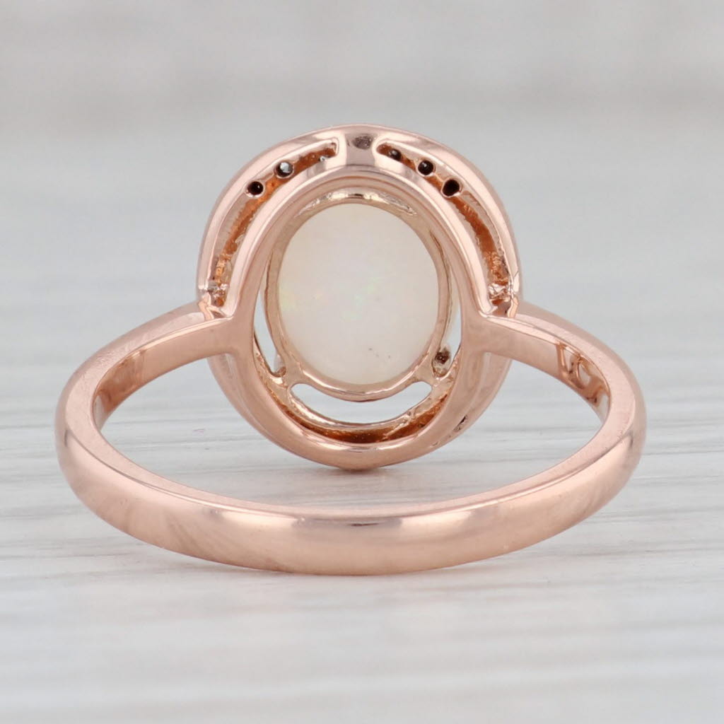 Gray Effy Oval Opal Diamond Halo Ring 14k Rose Gold Size 7